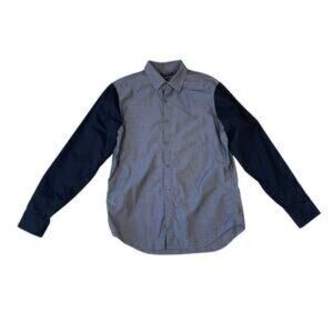 Banana Republic Black/Gray Color Blocked Long Sleeve Button Down Cotton Shirt S